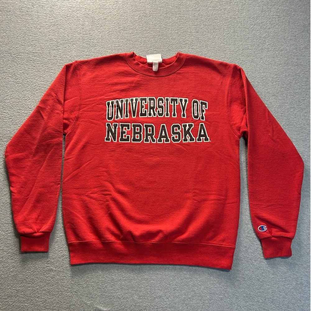 University of Nebraska Crewneck Sweatshirt Mens M Red Cornhuskers NCAA Champion